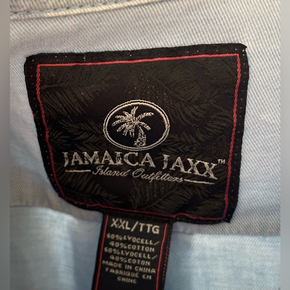 Vintage Jamaica Jaxx Mens Light Blue Hawaiian Button Down Shirt - Size XXL - Picture 7 of 8